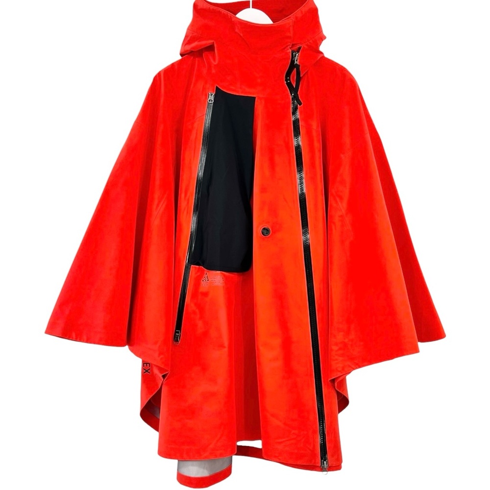 Nike ACG Gore-Tex Poncho - Red Zip Up Lightweight Nylon Hooded Rain Jacket Cape - Picture 11 of 16